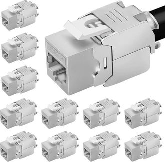 OEM Paquete De 12 M&oacute;dulos Keystone Rj45 Stp Cat 7 Blindados, Compatibles Con Cat 6/cat 6a De 10 Gbit/s Para Cableado Y Conexi&oacute;n De Redes Lan