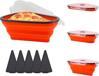 OEM Contenedor Plegable De Silicona Para Almacenar Pizzas Con Tapa, Contenedor Para Pizzas Que Ahorra Espacio