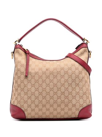 Gucci 2016-2025 Small GG Canvas Miss GG Hobo satchel - women - Calf Leather/Canvas/Leather - One Size - Brown
