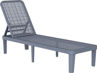 OUTSUNNY Tumbona Reclinable, Tumbona Jard&iacute;n Exterior De Pp Con Respaldo Ajustable En 4 Niveles, Carga 120 Kg Para Patio, Terraza, 191x55x35,5 Cm, Gris