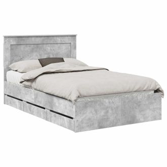 vidaXL Estructura De Cama Gris Concreto 135 X 190 Cm Madera Ingenieril Vidaxl
