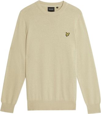 Lyle & Scott Mid Knits Cotton Merino Crew Neck Jumper - Heren - Ronde hals truien - Beige - S - Katoen - Truien & Vesten