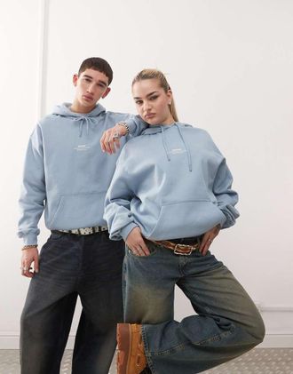Dr. Denim unisex Damien heavyweight hoodie with front logo in dove blue