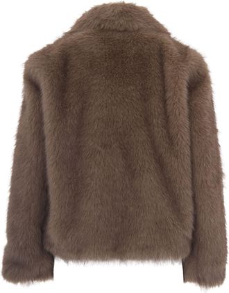 Max Mara Womens Faux-Fur Coat Alce Honey Knitted Polyester Jacket