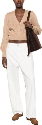 Twinset Pointelle Cardigan - Dames - Vesten - Beige - L - Truien & Vesten