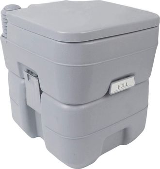 Costway Inodoro Port&aacute;til Con Tapa Para Camping Viaje M&oacute;vil Wc Exterior Con Extra&iacute;ble Tanque De Aguas Residuales 20 L Y Tanque De Agua Dulce 10 L