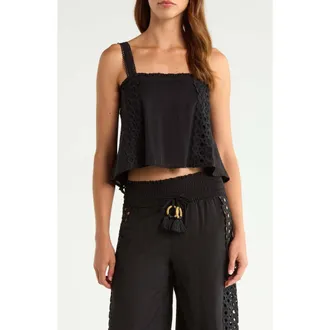 Elan Cover-Up Tank in Black at Nordstrom, Size X-Large