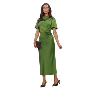 Modstr&ouml;m Tailormd SS Jurk - Dames - Jurken - Groen - Maat: M Leer