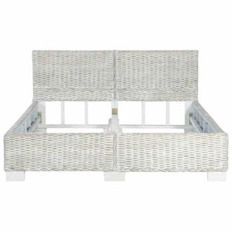 Berkfield Home Comfortable Bed Frame Grey Natural Rattan 140x200 cm