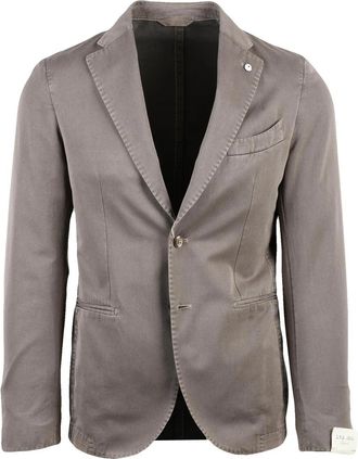 L.B.M. 1911 Taupe Cotton Polyamide Rounded Jacket