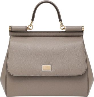 Dolce & Gabbana Sicily Large Handtas - Dames - Tassen - Grijs - Maat: ONE Size Zijde