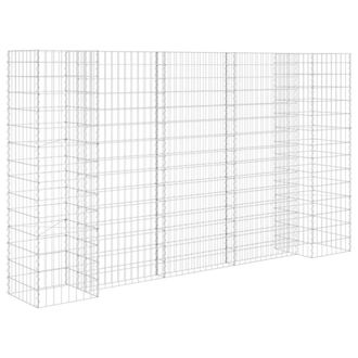 Berkfield Home H-Shaped Gabion Planter Steel Wire 260x40x150 cm in Silver | Size: 260 x 40 x 150 cm