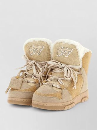 Off-white winter ankle sneakers rubber sole suede panels