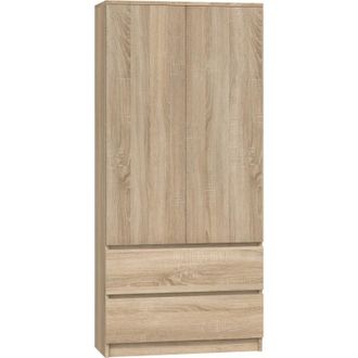 Hucoco Turin - Armario De Estilo Moderno Para Sal&oacute;n Dormitorio - Armario Multifuncional - 2 Puertas + Cajones - Vestidor - Sistema Tip-on