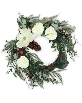 National Tree Company 26In Mixed Greens And Flowers Christmas Wreath