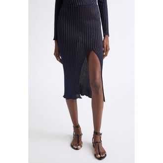 Missoni Metallic Rib Midi Skirt in Dark Blue at Nordstrom, Size 40