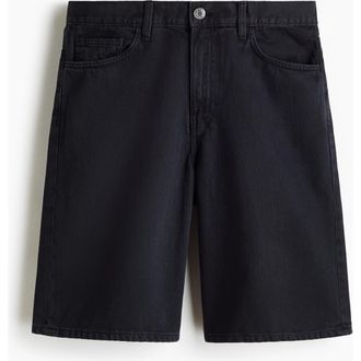 H&M Relaxed Denim Shorts in Black at Nordstrom, Size 32