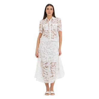 Kocca Midi Skirts, female, White, Size: 2XS Chic Above Ankle Lace Skirt