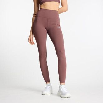 New Balance Donna NB Sleek High Rise Legging 27 in Marrone, Maglia di Poliestere, Taglia XL