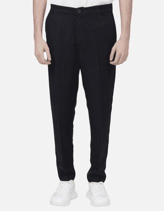 A|X Armani Exchange Mens Cotton Black Linen Trousers