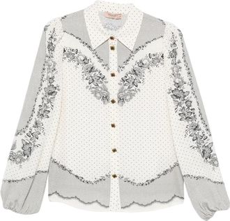 Twinset Printed Blouse - Dames - Overhemden - Wit - XL - Overhemden