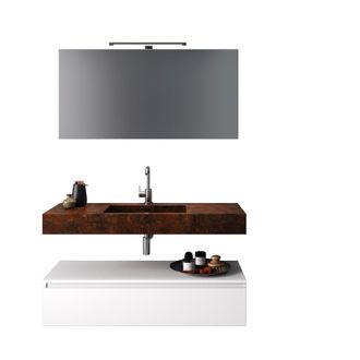 Aquadesign Mueble de ba&ntilde;o de 5 piezas en melamina corten/blanco