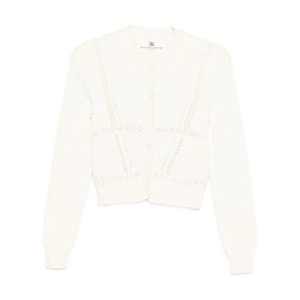 Ermanno Scervino Cardigans, female, White, Size: L Silk Cotton Cardigan