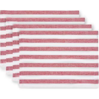 Solino Home Linen Placemats - Sorrento Stripe, 14 x 19 in Red And White at Nordstrom, Size Medium