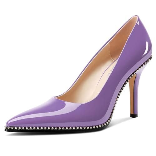 Castamere Escarpins Femme Talon Aiguille 9 Cm - Chaussures Pointues Sexy Slip-on Haut Talon Décontracté