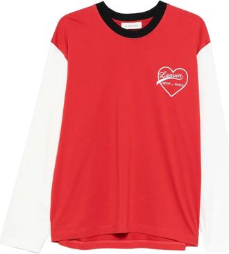 Lanvin T-shirt a maniche lunghe con logo cuore - Rosso