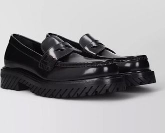 Off-white leather slip-on loafers