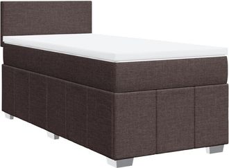 vidaXL Cama Box Spring Con Colch&oacute;n Tela Marr&oacute;n Oscuro 90x190 Cm Vidaxl