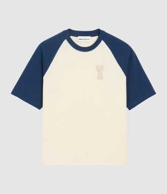 Ami Tee Shirt With Ami De Coeur Patch Blanc Encre