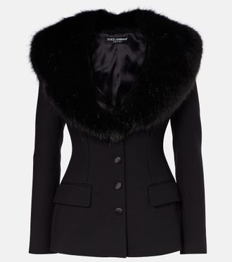 Dolce & Gabbana Faux fur-trimmed wool-blend blazer