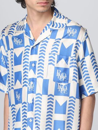 Rhude Mens Blue Grasse Silk Shirt