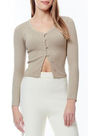 By Design Sienna Ribbed Crop Cardigan in Nomad at Nordstrom Rack, Size X-Large