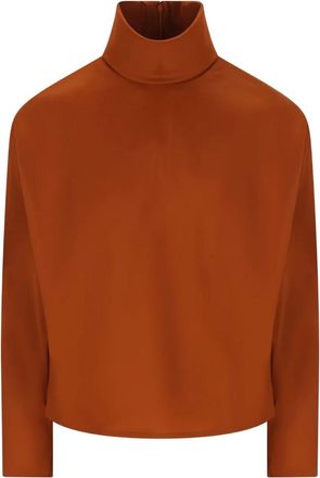 Saint Laurent Top A Collo Alto In Raso-Donna