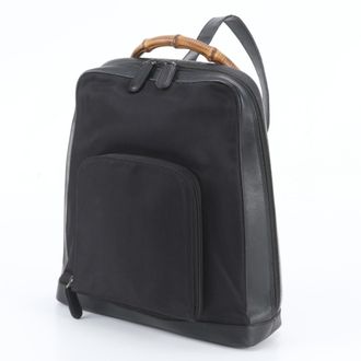 Gucci Black Leather Canvas Backpack (Pre-Owned)