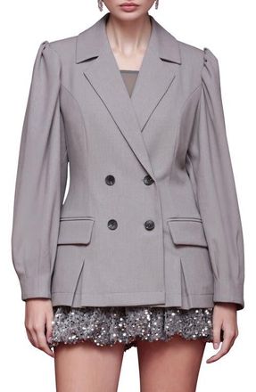 Avec Les Filles Double Breasted Puff Shoulder Blazer in Light Grey at Nordstrom, Size X-Small