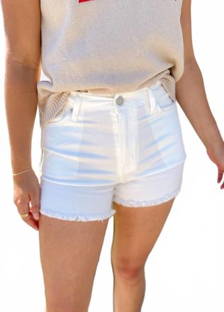 Kancan Clear Skies Denim Shorts In White