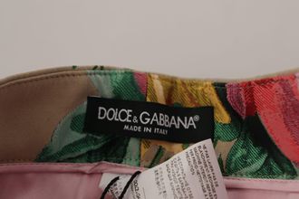 Dolce & Gabbana Womens Beige Floral Dress Formal High Waist Pants Polyester