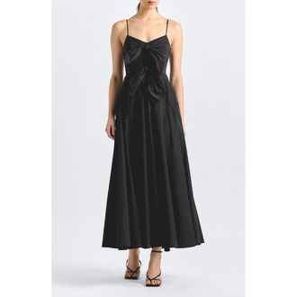 Derek Lam Unity Tie Front Poplin Dress in Black at Nordstrom, Size 4
