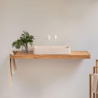Sklum Conjunto De Mueble De Ba&ntilde;o 130x45 Cm Suspendido En Madera De Teca Neill Sklum