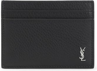 Saint Laurent Gegreineerde kalfsleren portemonnee - Heren - Portefeuilles - Zwart - ONE Size - Leer - Accessoires