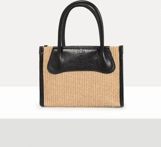 Vivienne Westwood Troy Small Tote Crossbody Raffia-effect Natural