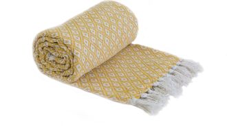 Emma Barclay Casablanca - Scandi Woven Recycled Ochre Cotton Chair Sofa Setee Bed Throw Over Blanket - 90x100 (228x254cm) - Emma Barclay | TJ Hughes