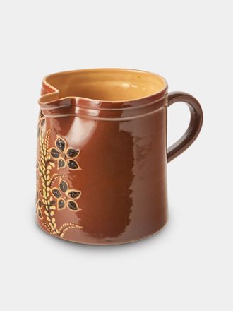 Poterie d'&Eacute;vires Flowers Hand-Painted Ceramic Straight-Edge Medium Jug