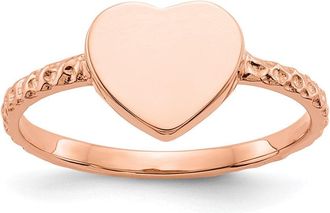 Diamond2Deal 14k Rose Gold Polished Textured Heart Ring