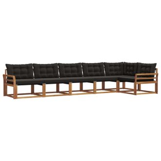 vidaXL Conjunto De Sof&aacute;s De Exterior Con Coj&iacute;n 6 Pcs Natural Y Negro Vidaxl