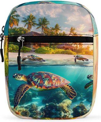 Generic Sea Turle in Sunset Trendy Crossbody Bag for Men Women Small Satchel Men Sling Adjustable Shoulder Strap Messenger